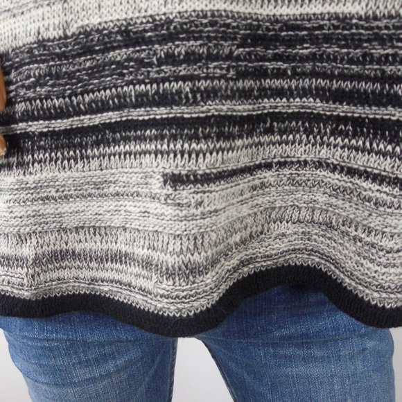 EILEEN FISHER Sweater L Black/Tan Casual Relaxed Cropped Linen Wool Long Sleeves - Picture 6 of 12